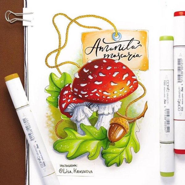 Осенний скетч маркерами