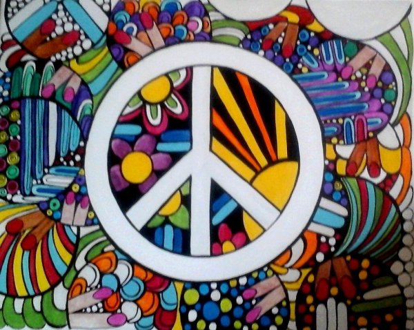 Рисунки в стиле хиппи маркером