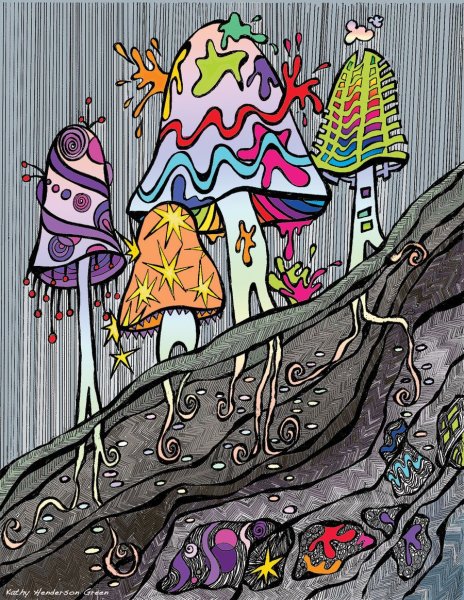 Хиппи искусство грибы