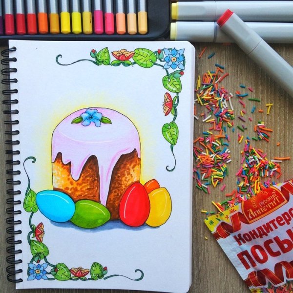 Рисование Пасха маркерами