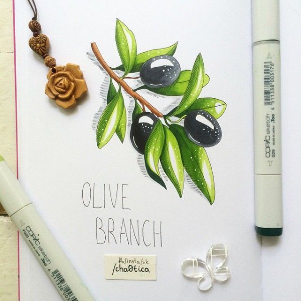 Оливки рисунок скетч маркером