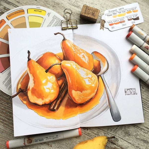 Скетчи маркерами еда