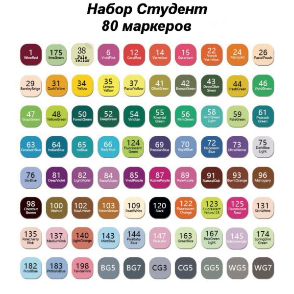 Палитра маркеров Touch Raven 80 цветов
