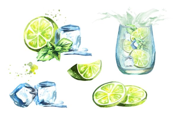 Летний коктейль акварель