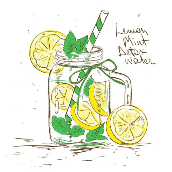 Акварельный скетч напитки