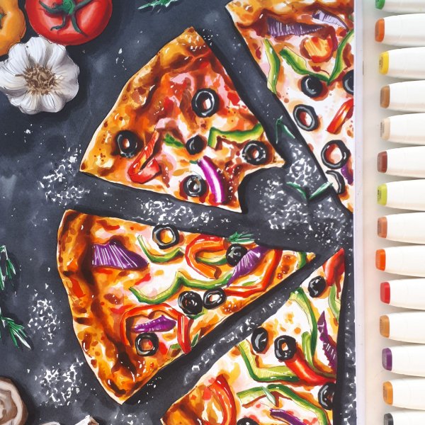 Рисунки маркерами еда