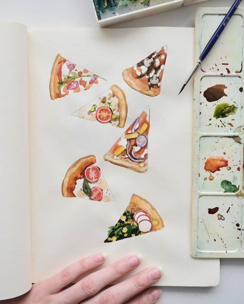 Пицца рисунок маркерами