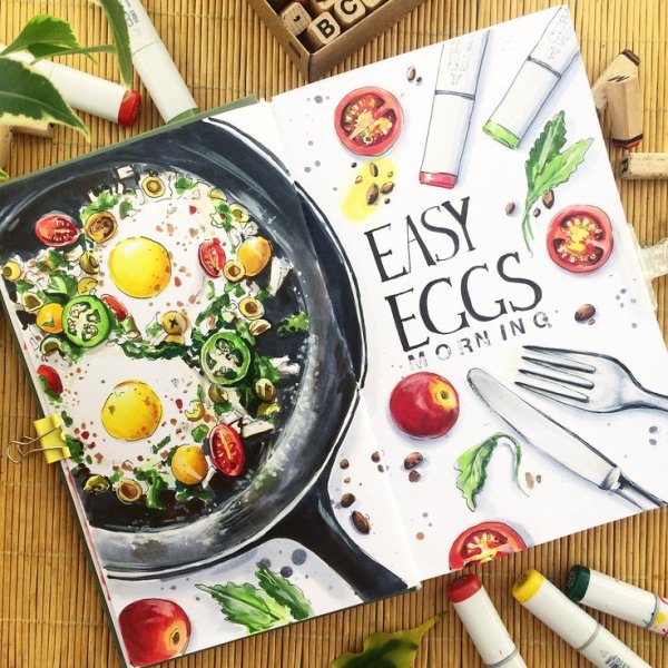 Скетчинг маркерами еда