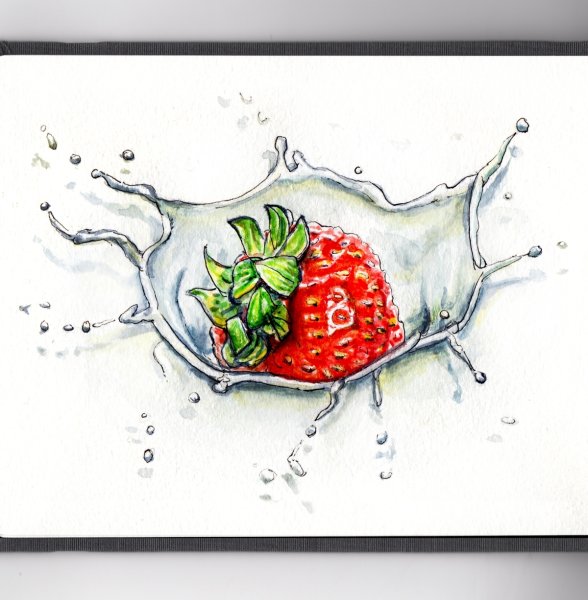 Акварельный скетчинг клубника