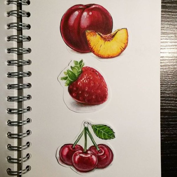 Фрукты скетч маркерами