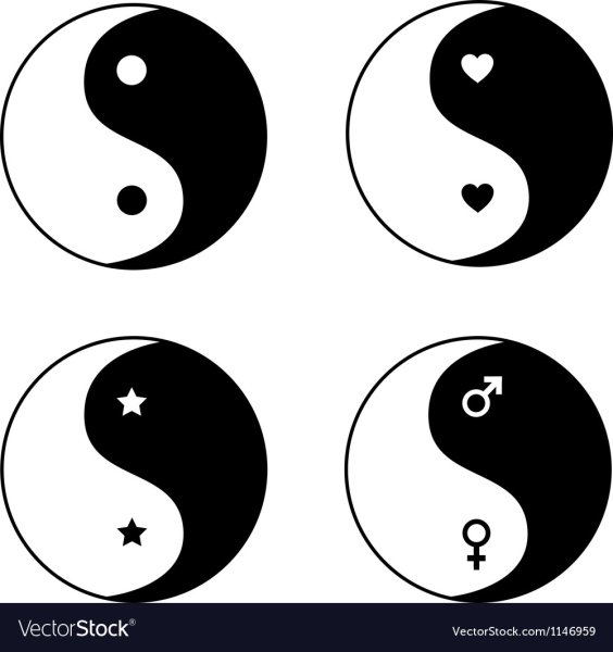 Инь Янь рисунок карандашом