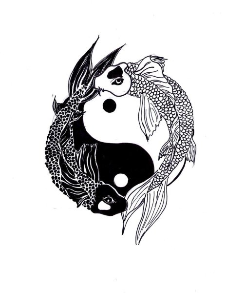 Дерево Инь Янь эскизы