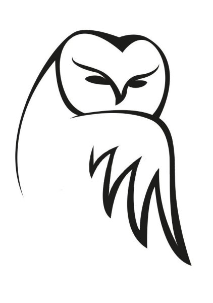 Сова черным маркером