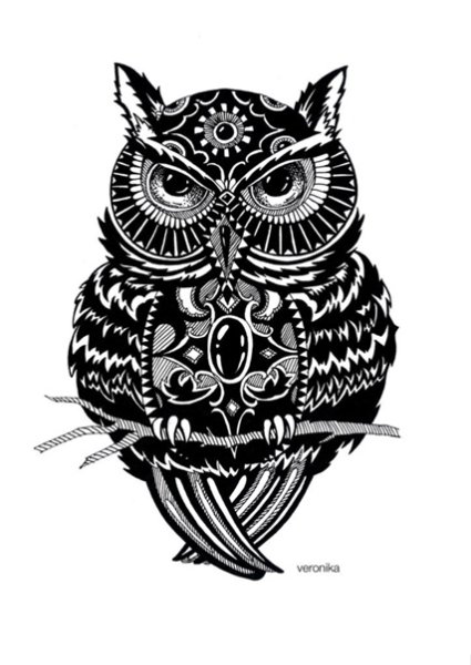 Рисование гелевой ручкой Сова