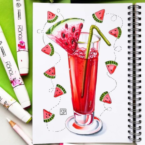 Коктейли рисование маркерами