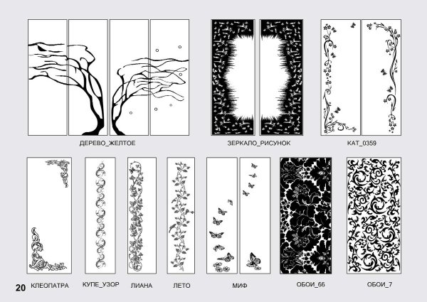 Шкаф купе 2 двери зеркало сверху снизу пескоструйный рисунок