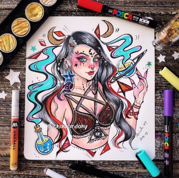 Арт скетч маркерами