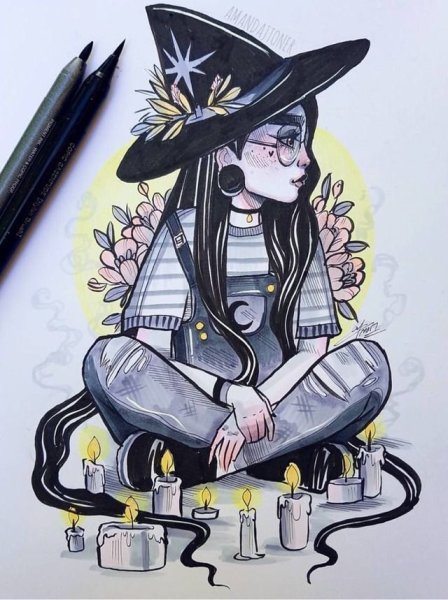 Ведьма скетч маркерами