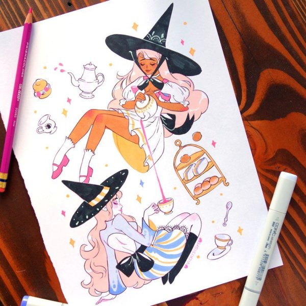 Картинки для ведьмочек маркерами