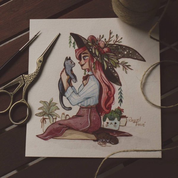 Ведьма скетч маркерами