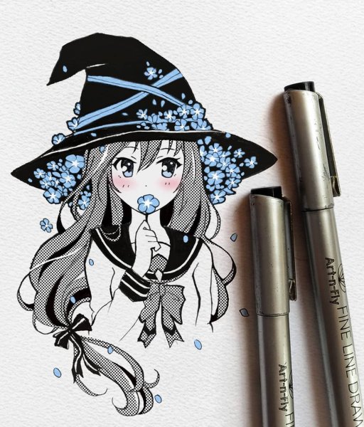 Рисунки маркерами ведьмочки