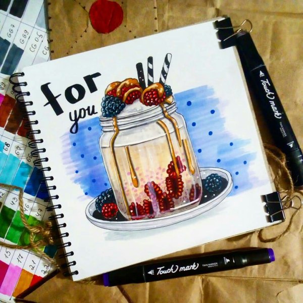 Скетчи маркерами Десерты