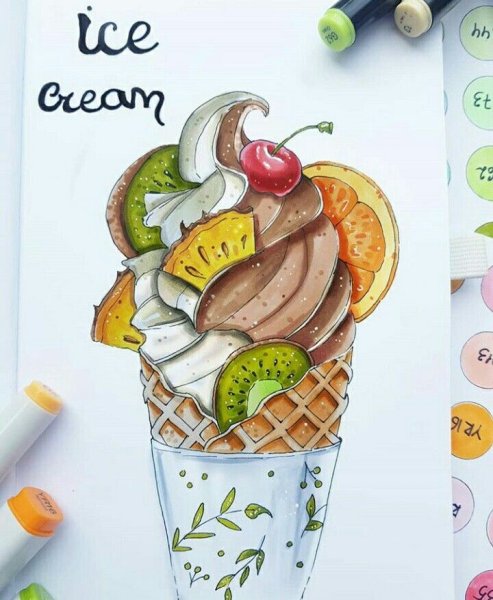 Скетчинг маркерами еда