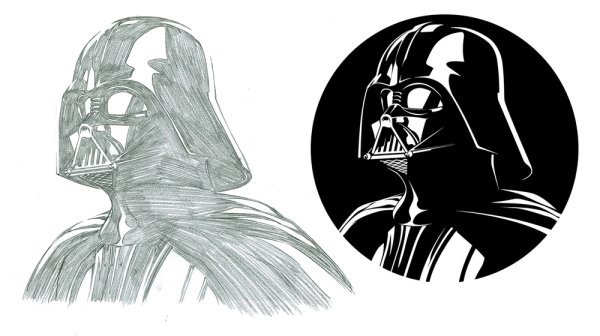 Darth Vader черно белый