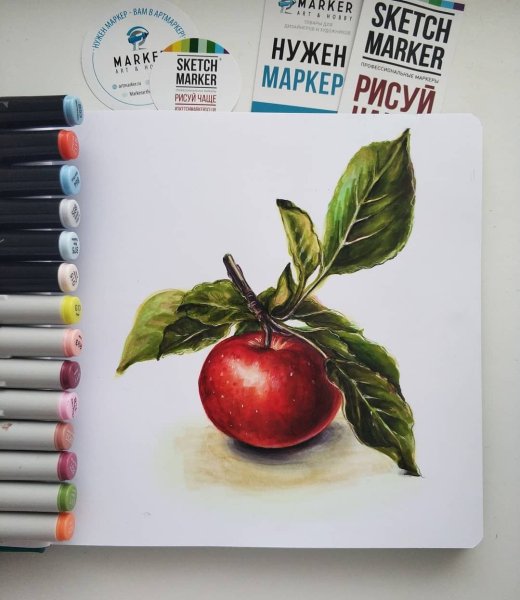 Яблоко маркерами