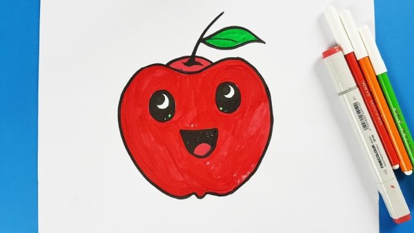 Рисунки фломастерами яблоня