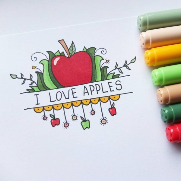 Яблоко маркерами