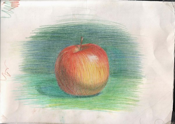 Яблоко нарисованное маркерами