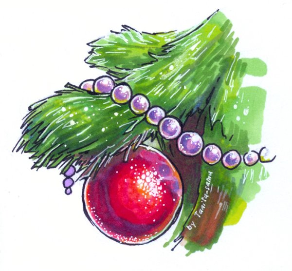 Новогодние шарики акварель