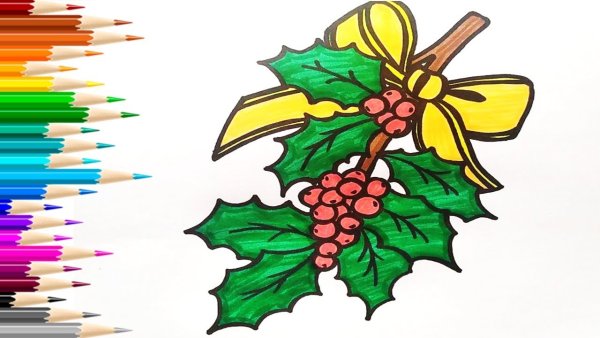 Рисунок новый год яркие из фломастеров шаблон