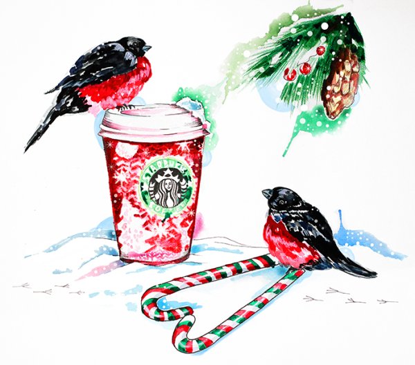 Новогодние Акварельные иллюстрации набор