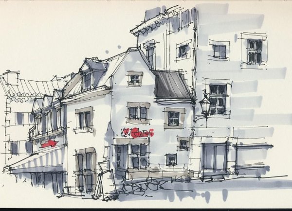 Архитектурные скетчи маркерами