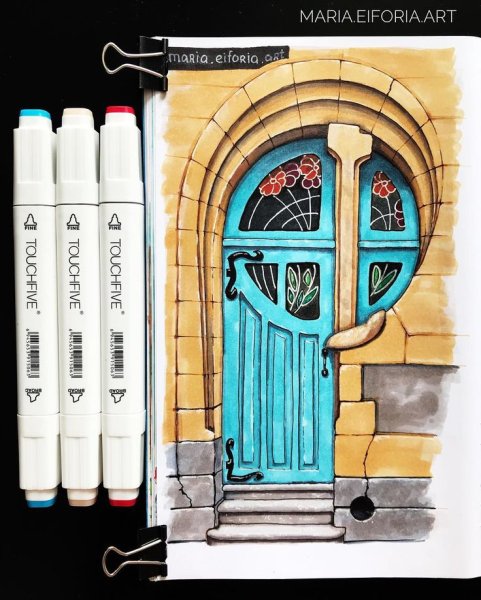 Скетч маркерами дверь