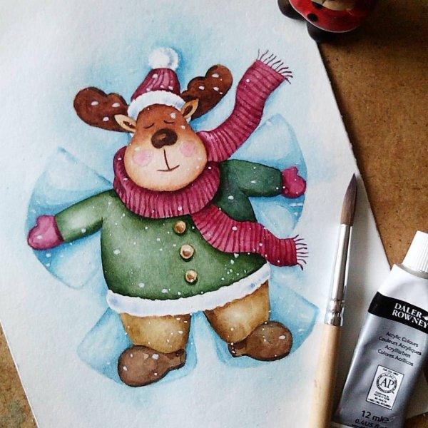 Новогодние иллюстрации маркерами