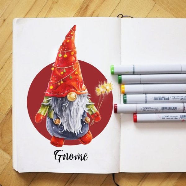 Рождественские скетчи маркерами