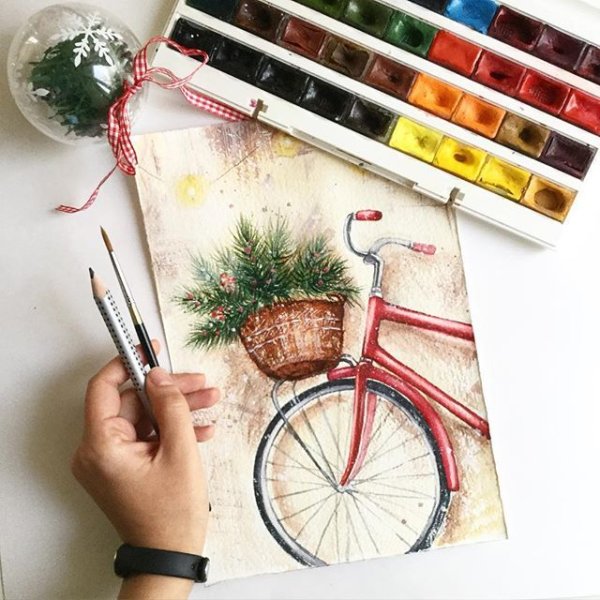 Новогодние рисунки фломастерами