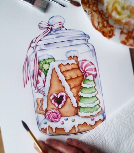 Новогодние скетчи маркерами