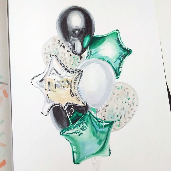 Акварельный воздушный шарик