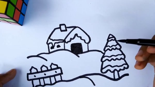 Лёгкие рисуется фломастером зимние рисунки