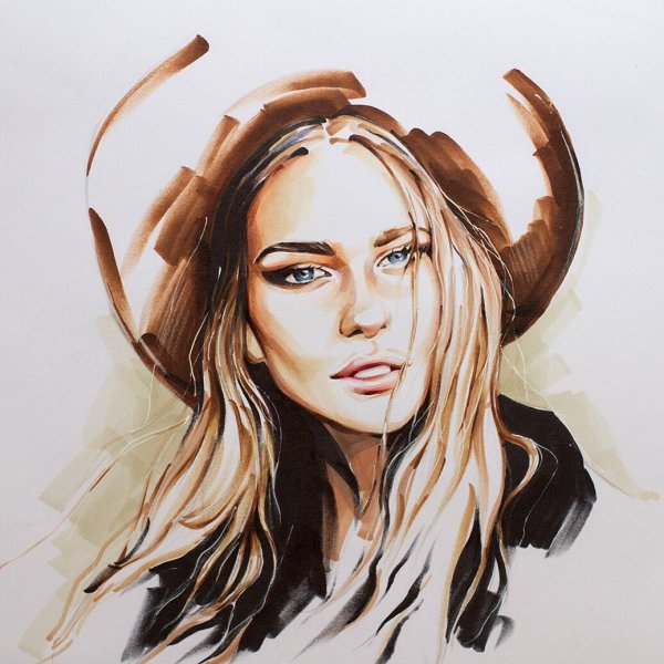 Портрет девушки маркерами