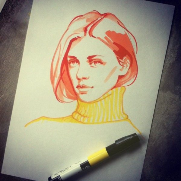 Портрет фломастерами