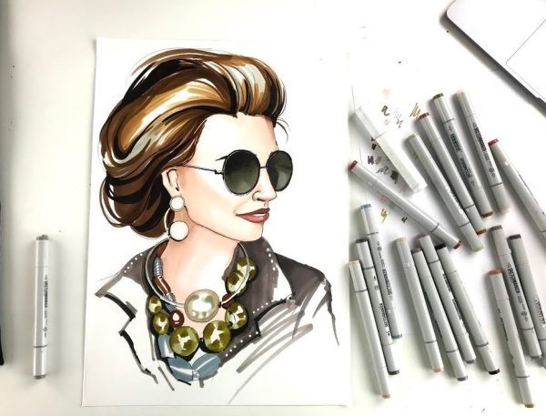Фэшн скетчинг маркерами