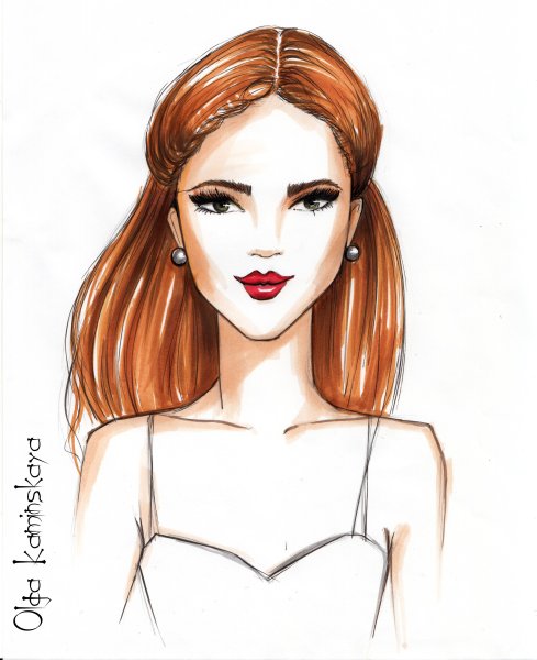 Рисунки маркерами лицо девушки