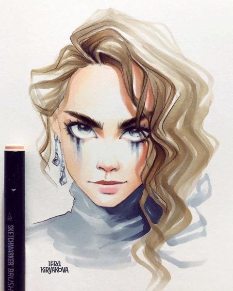Лера Кирьякова портрет маркерами