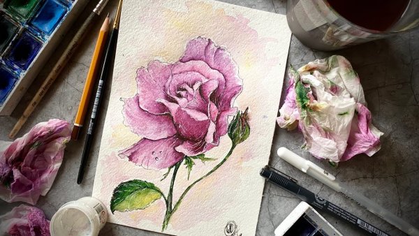 Роза маркерами