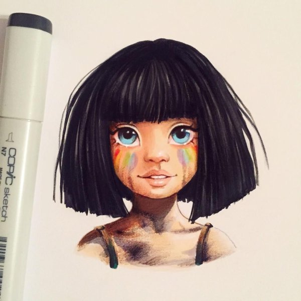 Лера Кирьякова портрет маркерами